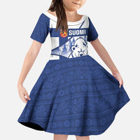 Personalised Finland Independence Day Family Matching Tank Maxi Dress and Hawaiian Shirt Suomi 1917 Proud Flag Finnish Folk Pattern - Wonder Print Shop