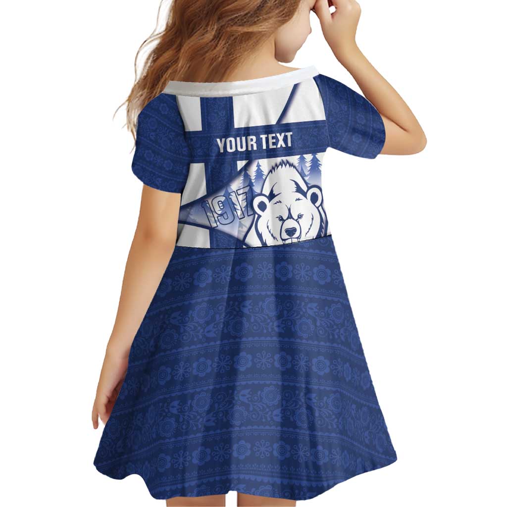 Personalised Finland Independence Day Family Matching Tank Maxi Dress and Hawaiian Shirt Suomi 1917 Proud Flag Finnish Folk Pattern - Wonder Print Shop