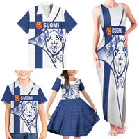 Personalised Finland Independence Day Family Matching Tank Maxi Dress and Hawaiian Shirt Suomi 1917 Proud Flag Finnish Folk Pattern - Wonder Print Shop