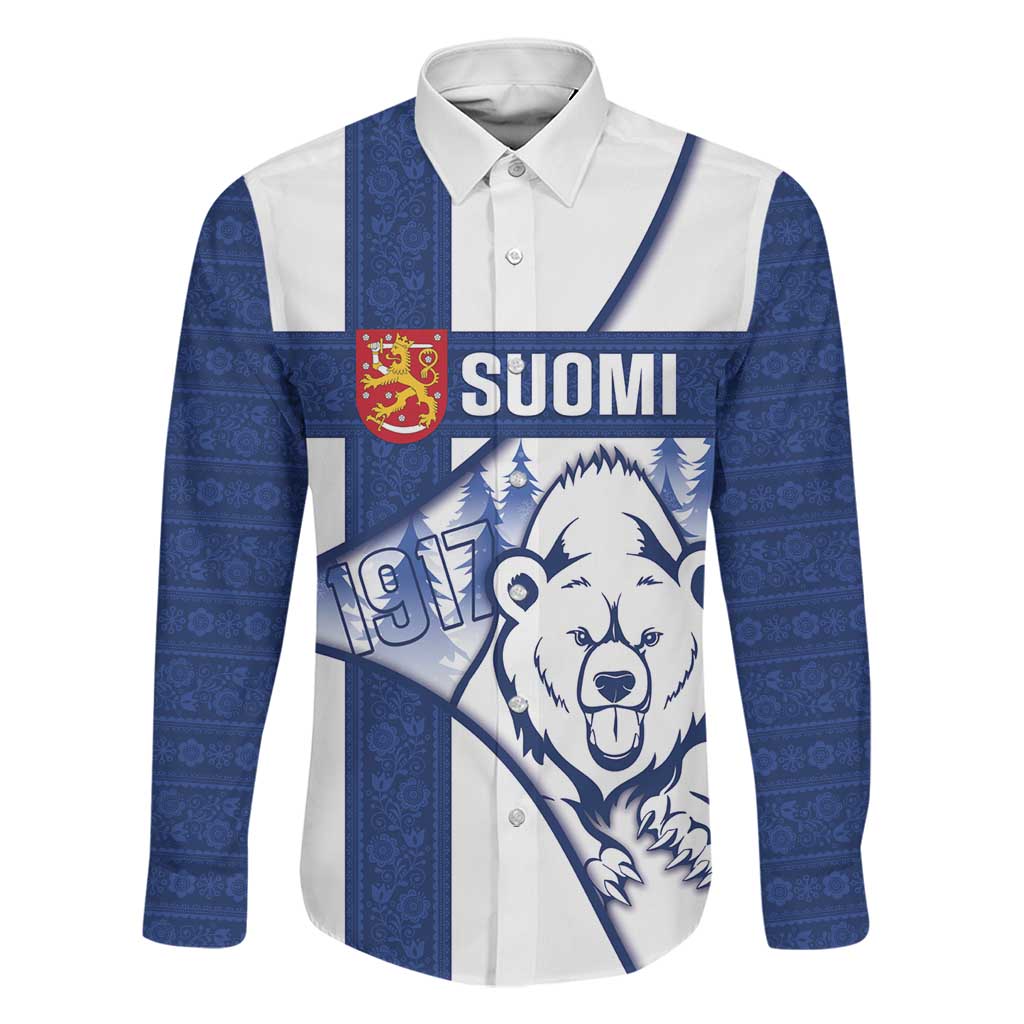 Personalised Finland Independence Day Family Matching Tank Maxi Dress and Hawaiian Shirt Suomi 1917 Proud Flag Finnish Folk Pattern - Wonder Print Shop