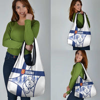 Finland Independence Day Grocery Bag Suomi 1917 Proud Flag Finnish Folk Pattern - Wonder Print Shop