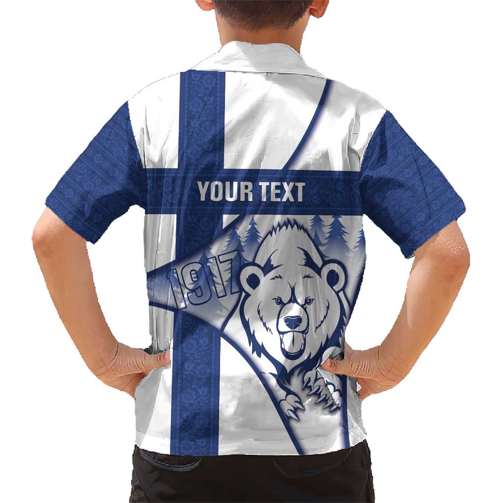 Personalised Finland Independence Day Hawaiian Shirt Suomi 1917 Proud Flag Finnish Folk Pattern - Wonder Print Shop