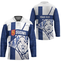 Personalised Finland Independence Day Hockey Jersey Suomi 1917 Proud Flag Finnish Folk Pattern - Wonder Print Shop