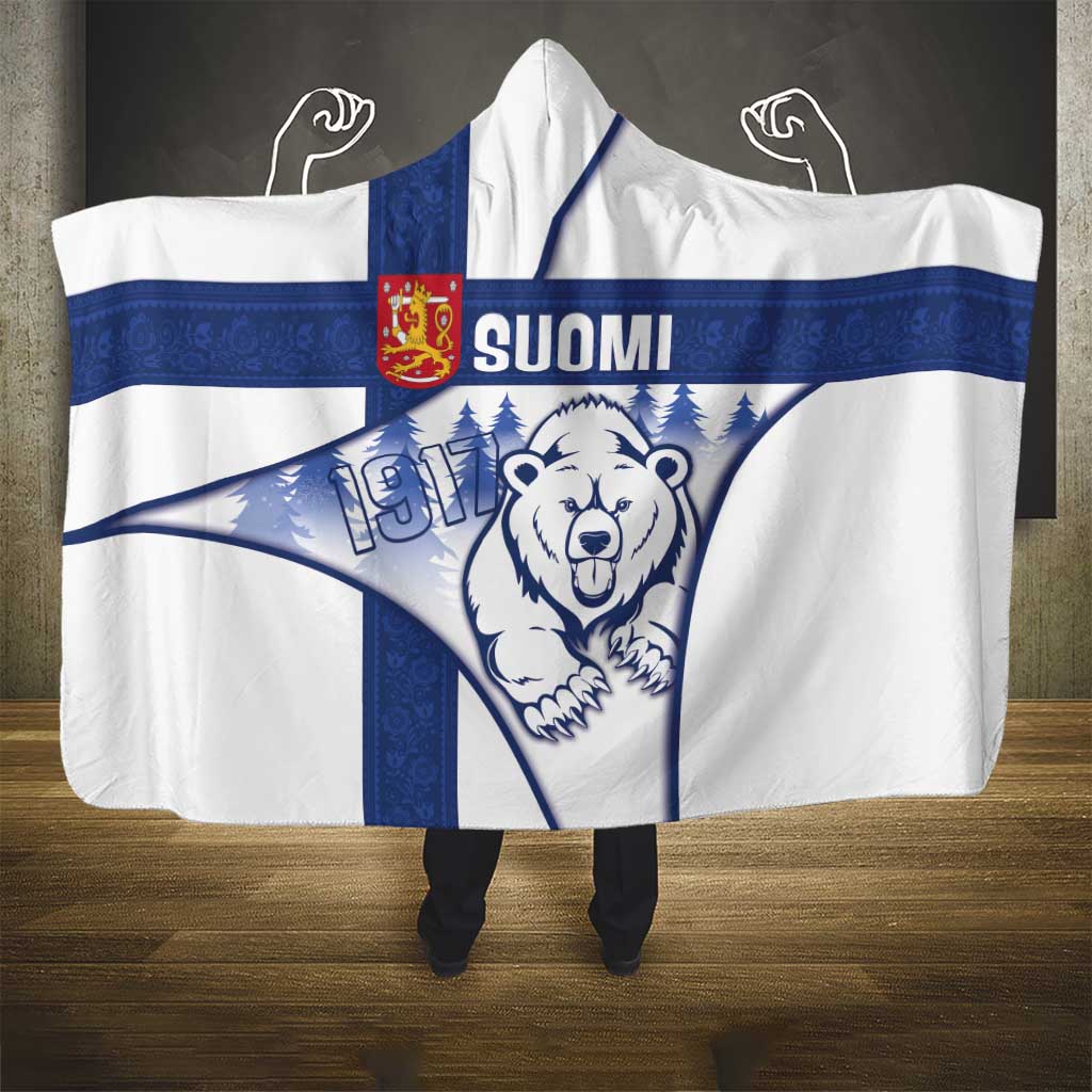 Finland Independence Day Hooded Blanket Suomi 1917 Proud Flag Finnish Folk Pattern - Wonder Print Shop