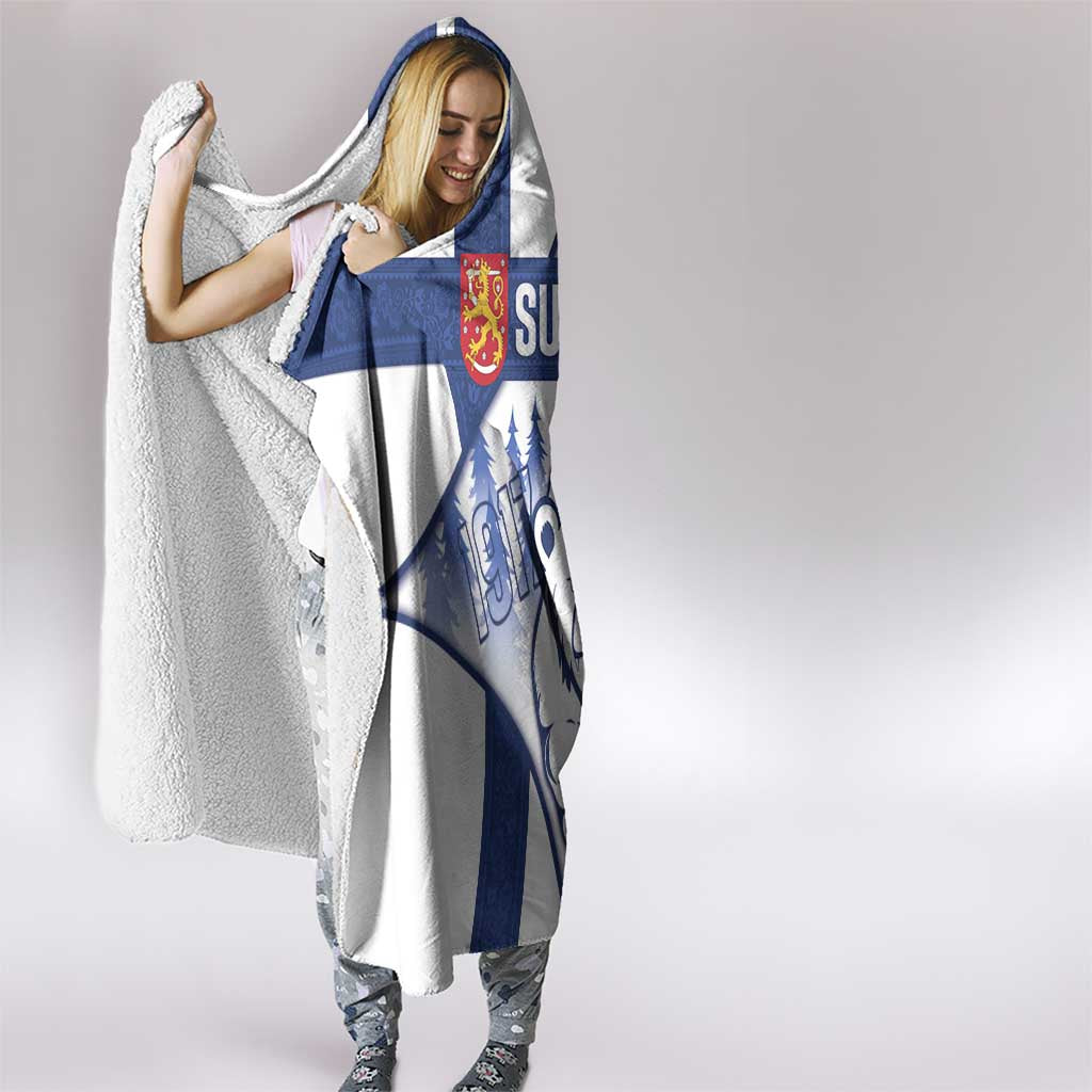 Finland Independence Day Hooded Blanket Suomi 1917 Proud Flag Finnish Folk Pattern - Wonder Print Shop