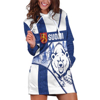 Personalised Finland Independence Day Hoodie Dress Suomi 1917 Proud Flag Finnish Folk Pattern - Wonder Print Shop