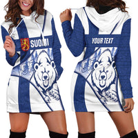 Personalised Finland Independence Day Hoodie Dress Suomi 1917 Proud Flag Finnish Folk Pattern - Wonder Print Shop