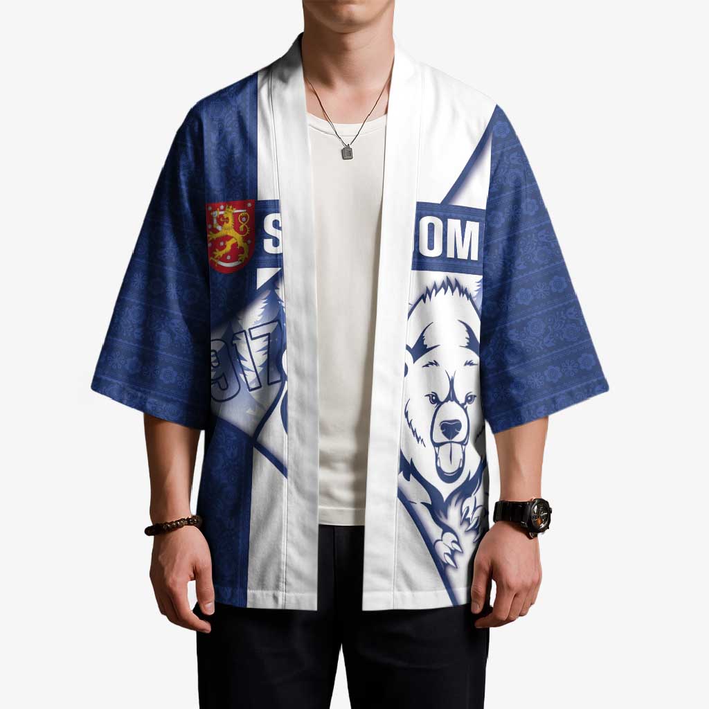 Personalised Finland Independence Day Kimono Suomi 1917 Proud Flag Finnish Folk Pattern - Wonder Print Shop