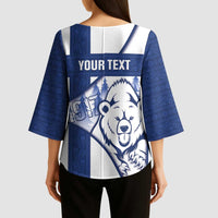 Personalised Finland Independence Day Kimono Sleeve Blouse Suomi 1917 Proud Flag Finnish Folk Pattern - Wonder Print Shop