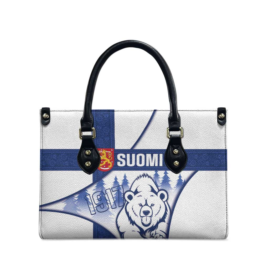 Finland Independence Day Leather Bag Suomi 1917 Proud Flag Finnish Folk Pattern - Wonder Print Shop