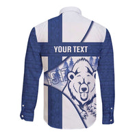 Personalised Finland Independence Day Long Sleeve Button Shirt Suomi 1917 Proud Flag Finnish Folk Pattern - Wonder Print Shop