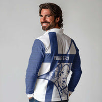 Personalised Finland Independence Day Long Sleeve Polo Shirt Suomi 1917 Proud Flag Finnish Folk Pattern - Wonder Print Shop