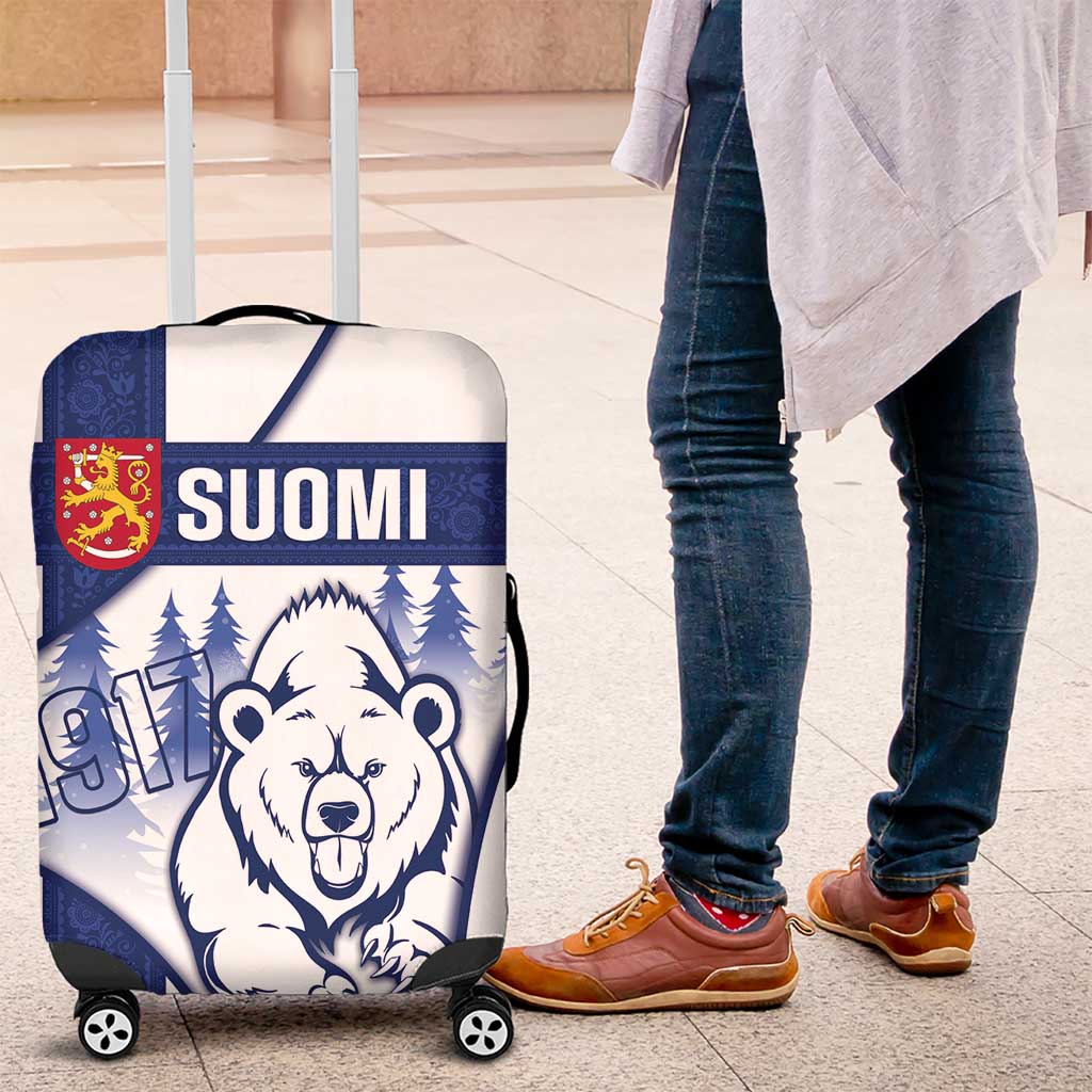 Finland Independence Day Luggage Cover Suomi 1917 Proud Flag Finnish Folk Pattern - Wonder Print Shop
