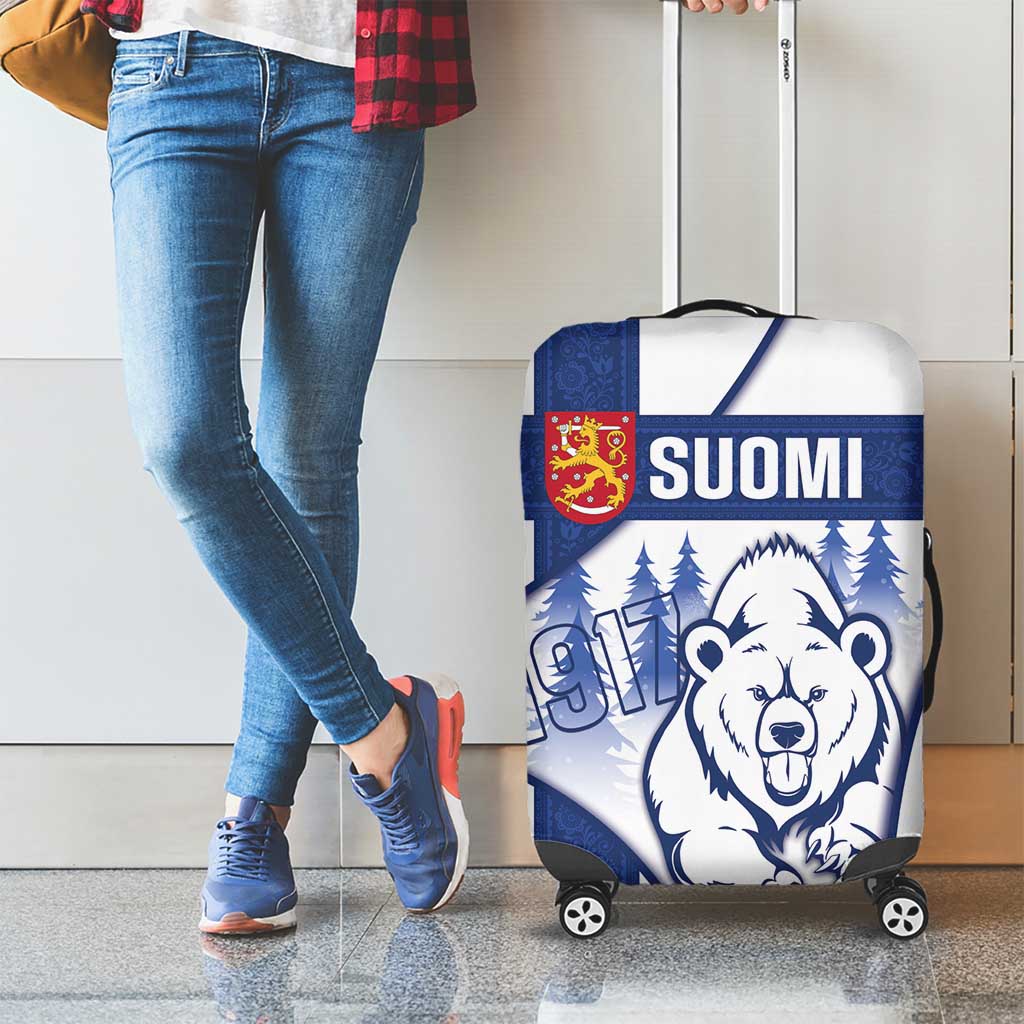 Finland Independence Day Luggage Cover Suomi 1917 Proud Flag Finnish Folk Pattern - Wonder Print Shop