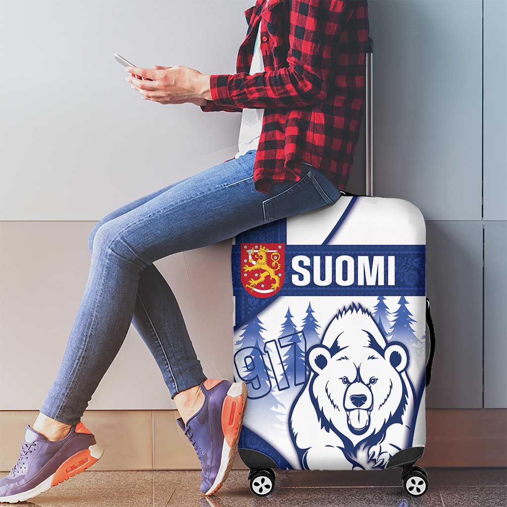 Finland Independence Day Luggage Cover Suomi 1917 Proud Flag Finnish Folk Pattern - Wonder Print Shop
