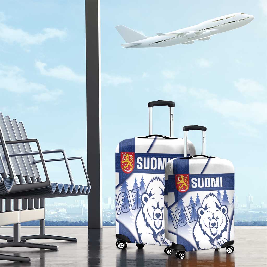 Finland Independence Day Luggage Cover Suomi 1917 Proud Flag Finnish Folk Pattern - Wonder Print Shop
