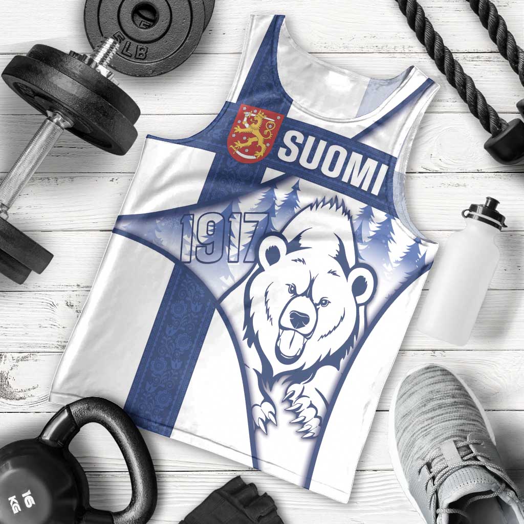 Personalised Finland Independence Day Men Tank Top Suomi 1917 Proud Flag Finnish Folk Pattern - Wonder Print Shop
