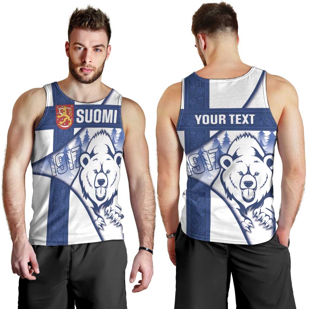 Personalised Finland Independence Day Men Tank Top Suomi 1917 Proud Flag Finnish Folk Pattern - Wonder Print Shop