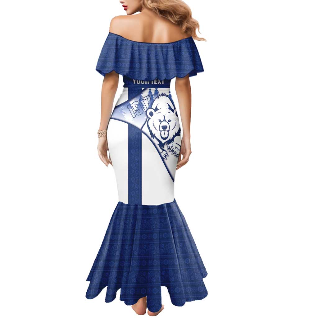 Personalised Finland Independence Day Mermaid Dress Suomi 1917 Proud Flag Finnish Folk Pattern - Wonder Print Shop