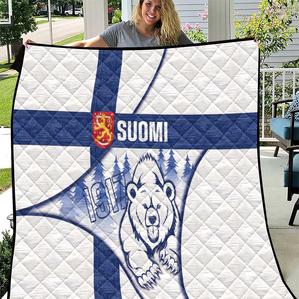 Finland Independence Day Quilt Suomi 1917 Proud Flag Finnish Folk Pattern - Wonder Print Shop