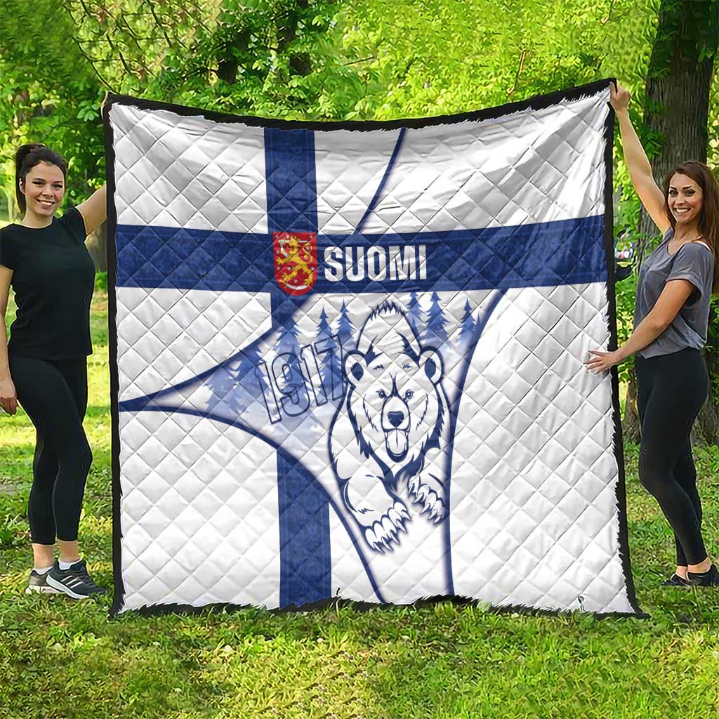 Finland Independence Day Quilt Suomi 1917 Proud Flag Finnish Folk Pattern - Wonder Print Shop