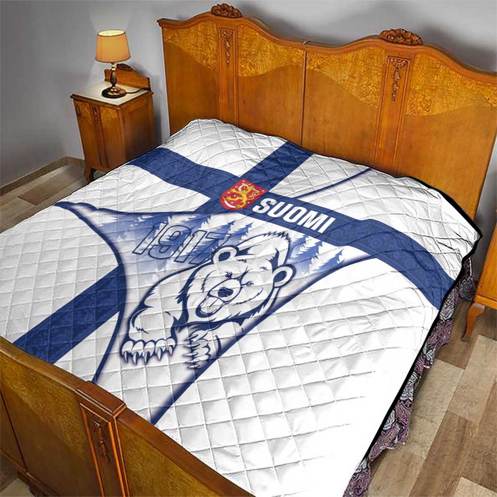 Finland Independence Day Quilt Suomi 1917 Proud Flag Finnish Folk Pattern - Wonder Print Shop