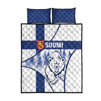 Finland Independence Day Quilt Bed Set Suomi 1917 Proud Flag Finnish Folk Pattern - Wonder Print Shop