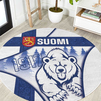 Finland Independence Day Round Carpet Suomi 1917 Proud Flag Finnish Folk Pattern - Wonder Print Shop