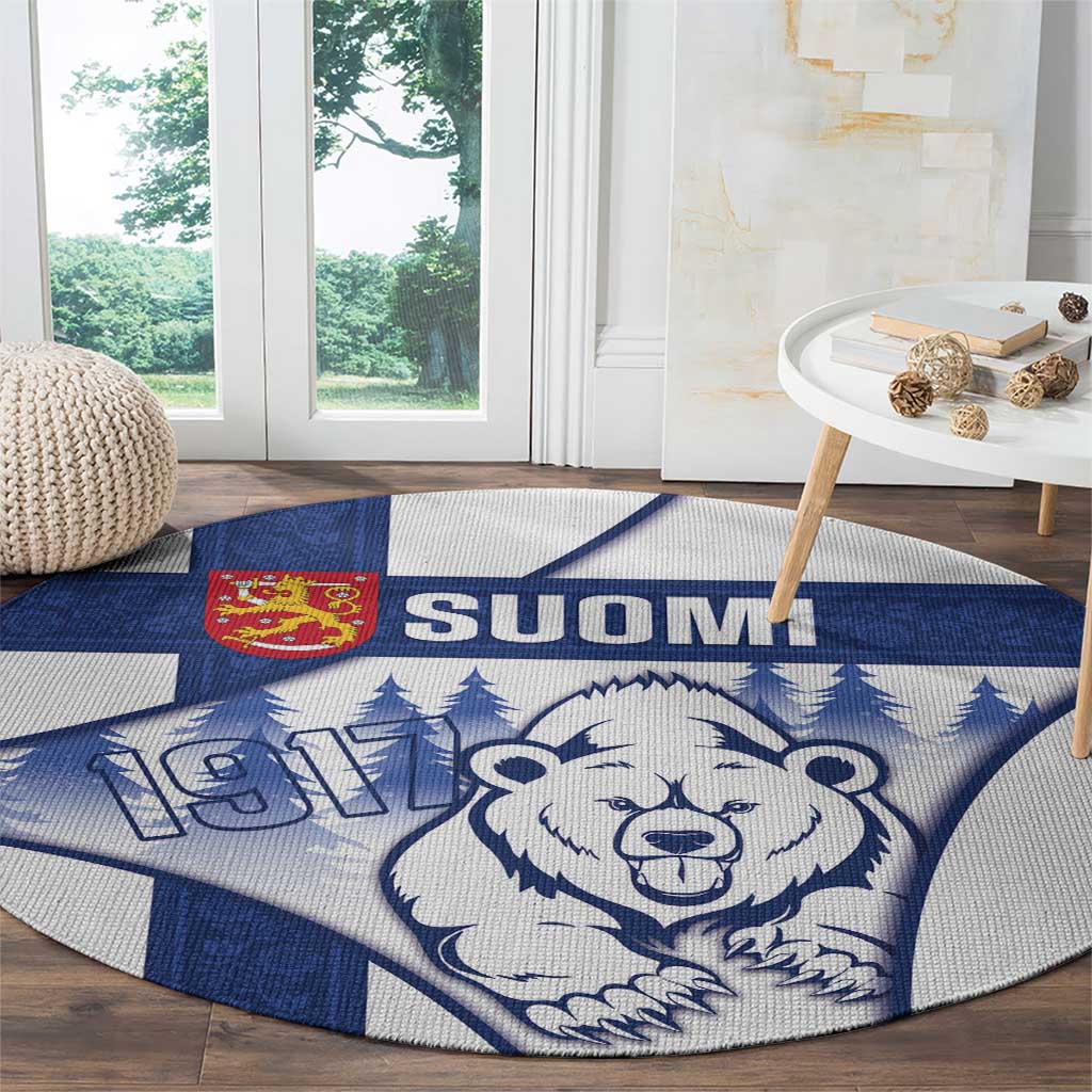 Finland Independence Day Round Carpet Suomi 1917 Proud Flag Finnish Folk Pattern - Wonder Print Shop