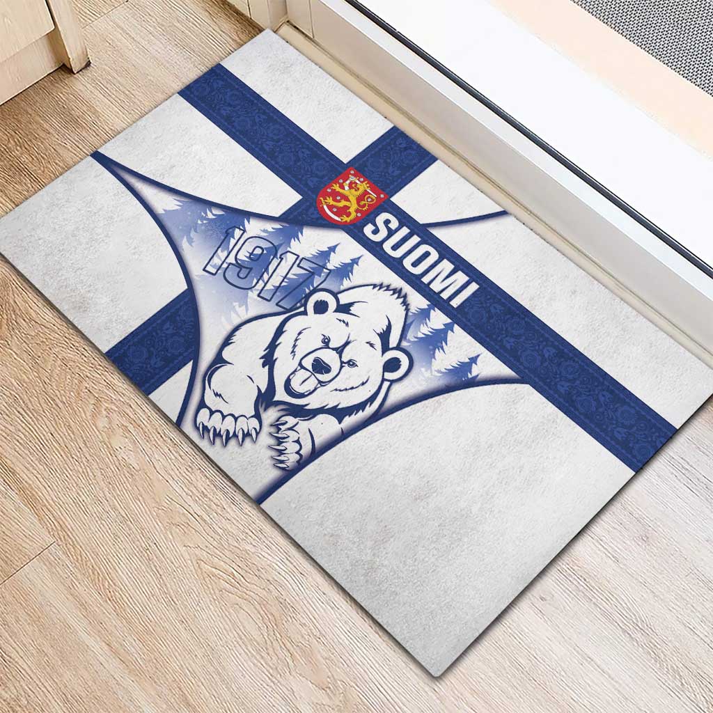 Finland Independence Day Rubber Doormat Suomi 1917 Proud Flag Finnish Folk Pattern - Wonder Print Shop