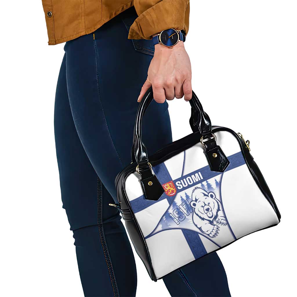 Finland Independence Day Shoulder Handbag Suomi 1917 Proud Flag Finnish Folk Pattern - Wonder Print Shop
