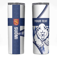 Personalised Finland Independence Day Skinny Tumbler Suomi 1917 Proud Flag Finnish Folk Pattern - Wonder Print Shop