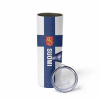 Personalised Finland Independence Day Skinny Tumbler Suomi 1917 Proud Flag Finnish Folk Pattern - Wonder Print Shop
