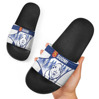 Finland Independence Day Slide Sandals Suomi 1917 Proud Flag Finnish Folk Pattern - Wonder Print Shop