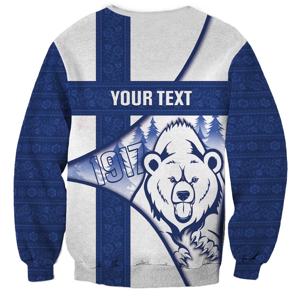 Personalised Finland Independence Day Sweatshirt Suomi 1917 Proud Flag Finnish Folk Pattern - Wonder Print Shop