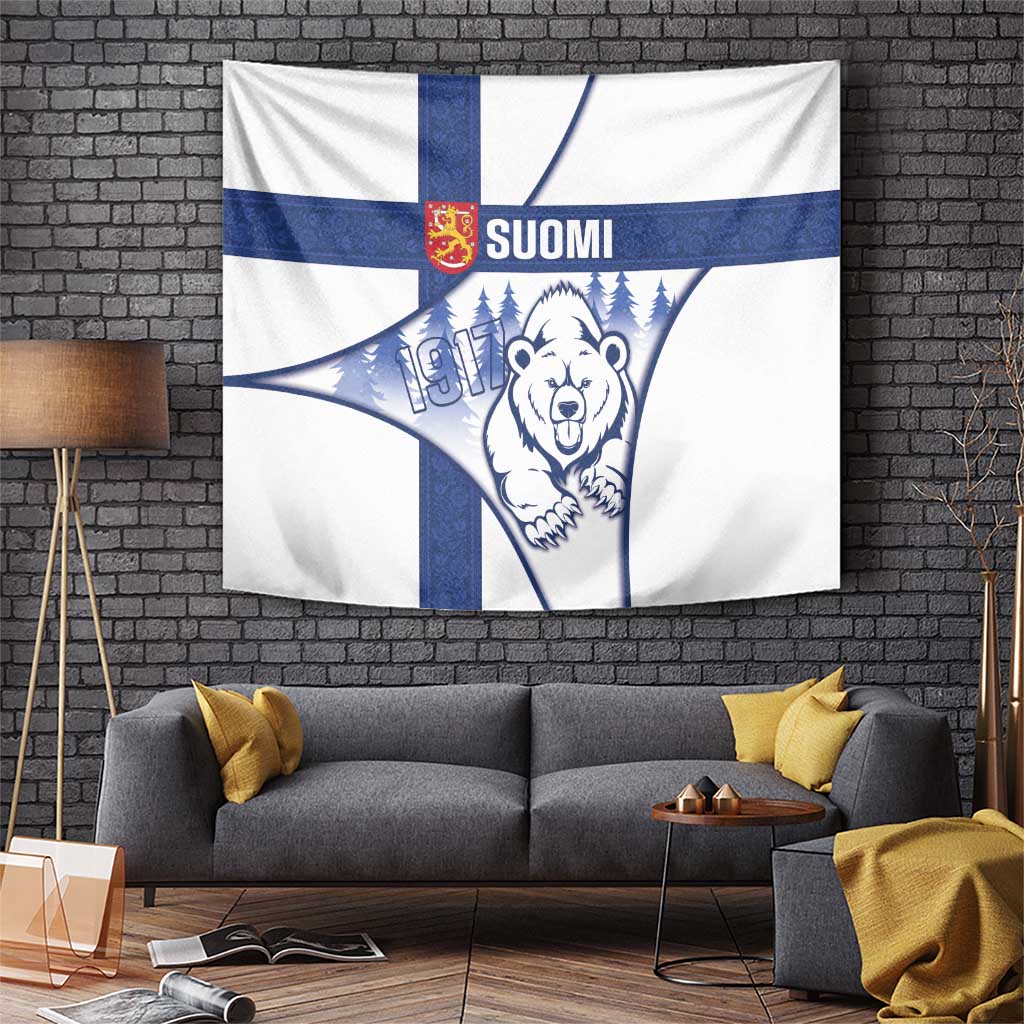 Finland Independence Day Tapestry Suomi 1917 Proud Flag Finnish Folk Pattern - Wonder Print Shop