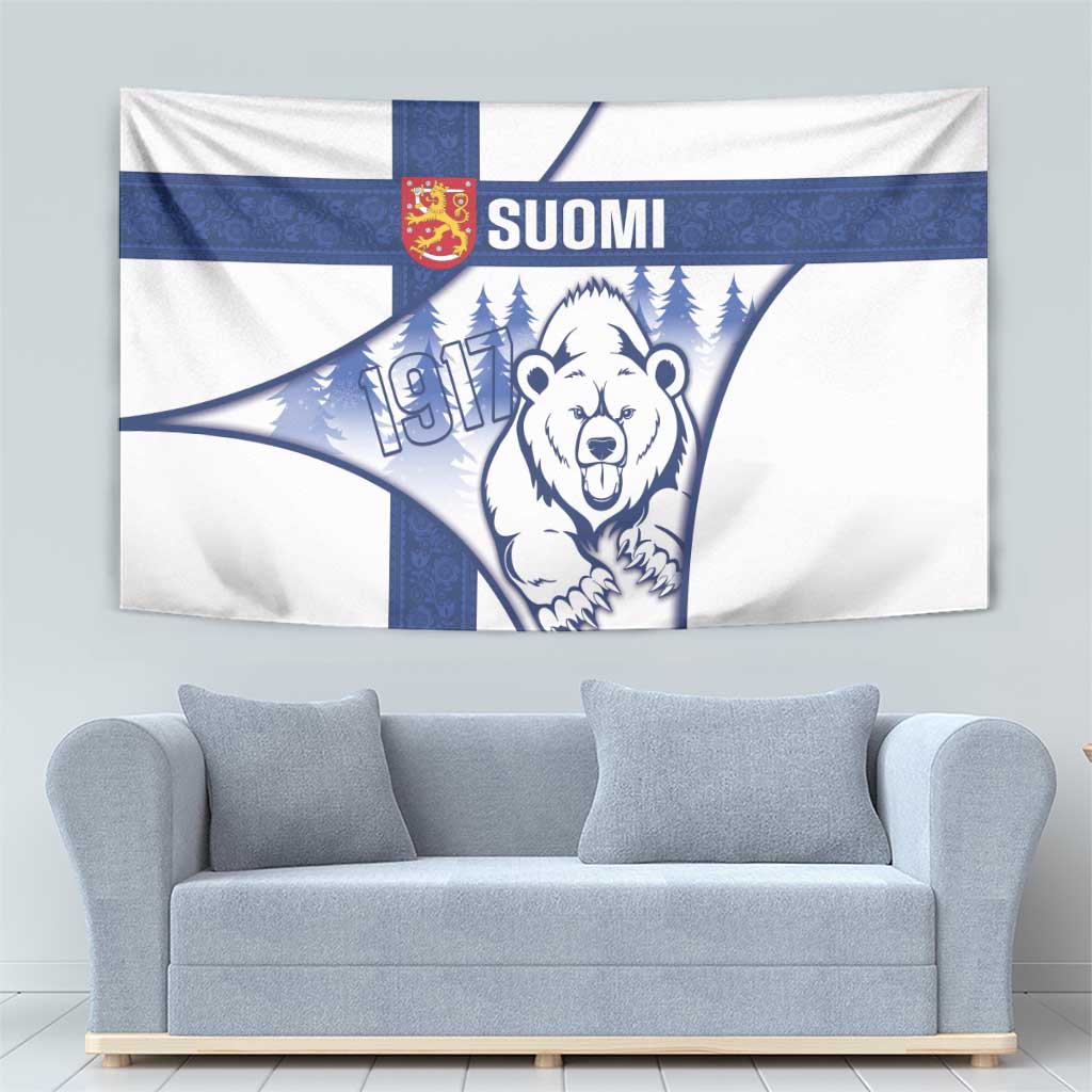 Finland Independence Day Tapestry Suomi 1917 Proud Flag Finnish Folk Pattern - Wonder Print Shop