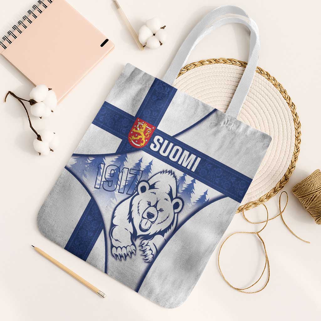 Finland Independence Day Tote Bag Suomi 1917 Proud Flag Finnish Folk Pattern - Wonder Print Shop
