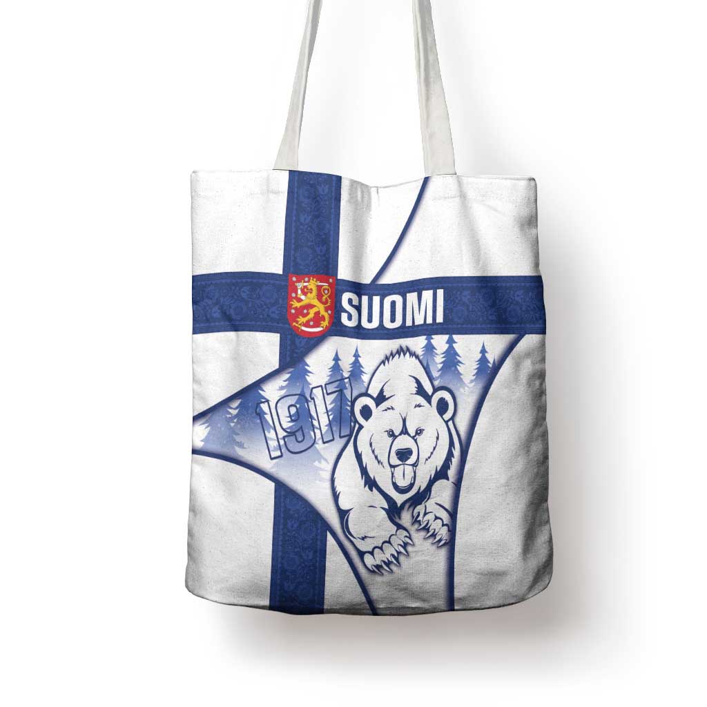 Finland Independence Day Tote Bag Suomi 1917 Proud Flag Finnish Folk Pattern - Wonder Print Shop