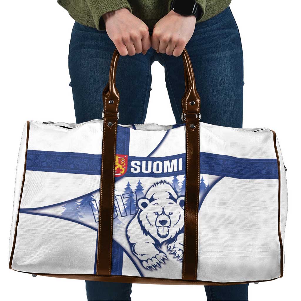 Finland Independence Day Travel Bag Suomi 1917 Proud Flag Finnish Folk Pattern - Wonder Print Shop