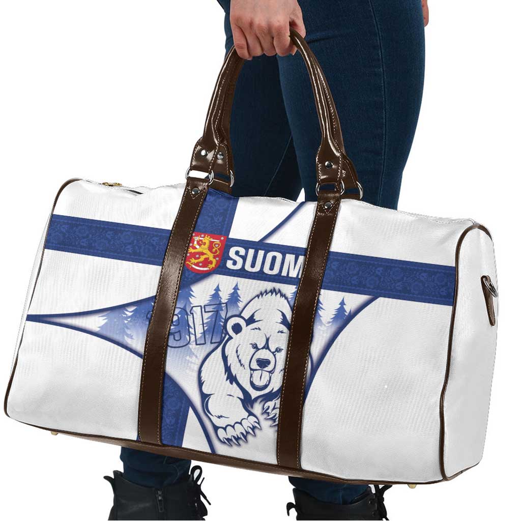 Finland Independence Day Travel Bag Suomi 1917 Proud Flag Finnish Folk Pattern - Wonder Print Shop