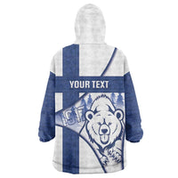 Personalised Finland Independence Day Wearable Blanket Hoodie Suomi 1917 Proud Flag Finnish Folk Pattern - Wonder Print Shop