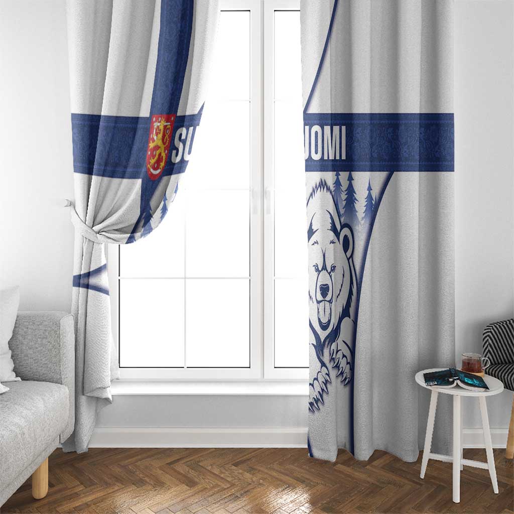 Finland Independence Day Window Curtain Suomi 1917 Proud Flag Finnish Folk Pattern - Wonder Print Shop