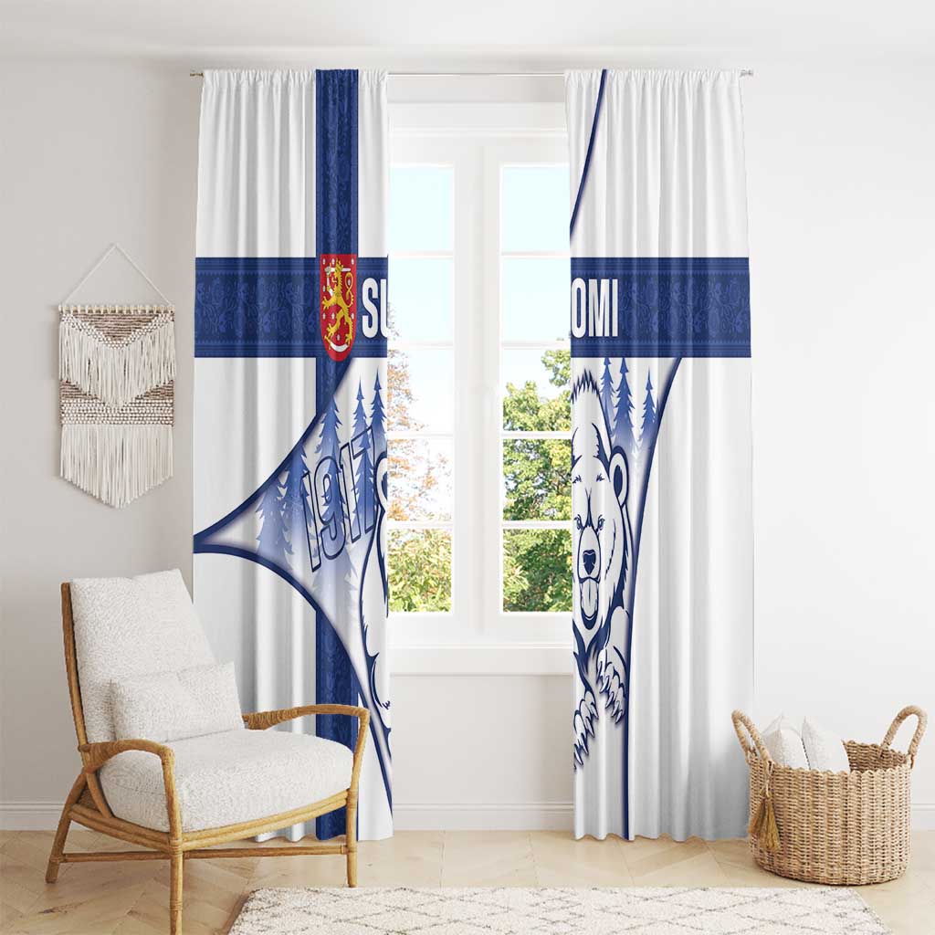 Finland Independence Day Window Curtain Suomi 1917 Proud Flag Finnish Folk Pattern - Wonder Print Shop
