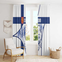 Finland Independence Day Window Curtain Suomi 1917 Proud Flag Finnish Folk Pattern - Wonder Print Shop