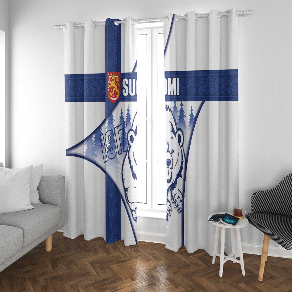 Finland Independence Day Window Curtain Suomi 1917 Proud Flag Finnish Folk Pattern - Wonder Print Shop