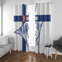 Finland Independence Day Window Curtain Suomi 1917 Proud Flag Finnish Folk Pattern - Wonder Print Shop