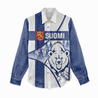 Personalised Finland Independence Day Women Casual Shirt Suomi 1917 Proud Flag Finnish Folk Pattern - Wonder Print Shop