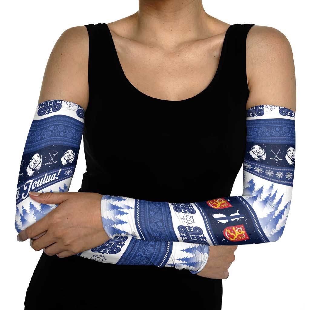 Finland Christmas Arm Sleeves Suomen Tasavalta Hyvaa Joulua - Wonder Print Shop