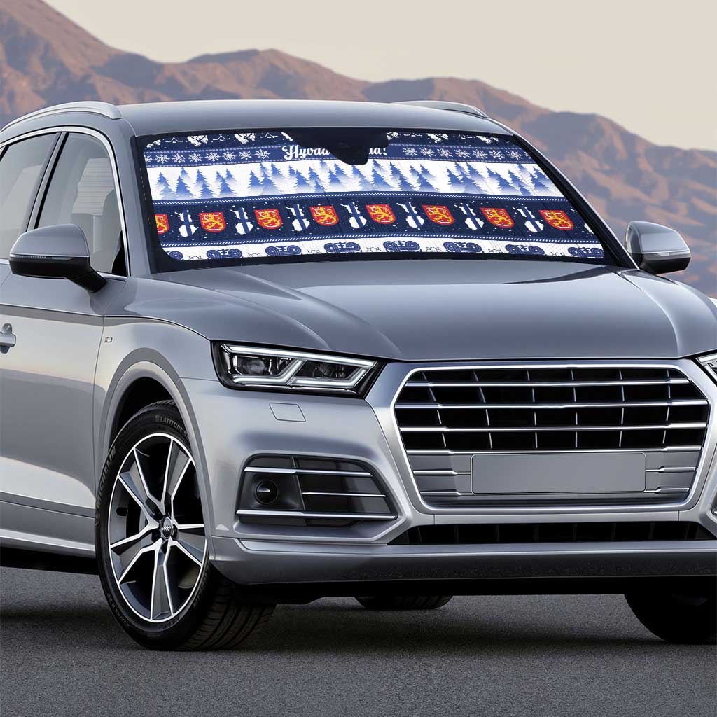 Finland Christmas Auto Sun Shade Suomen Tasavalta Hyvaa Joulua - Wonder Print Shop